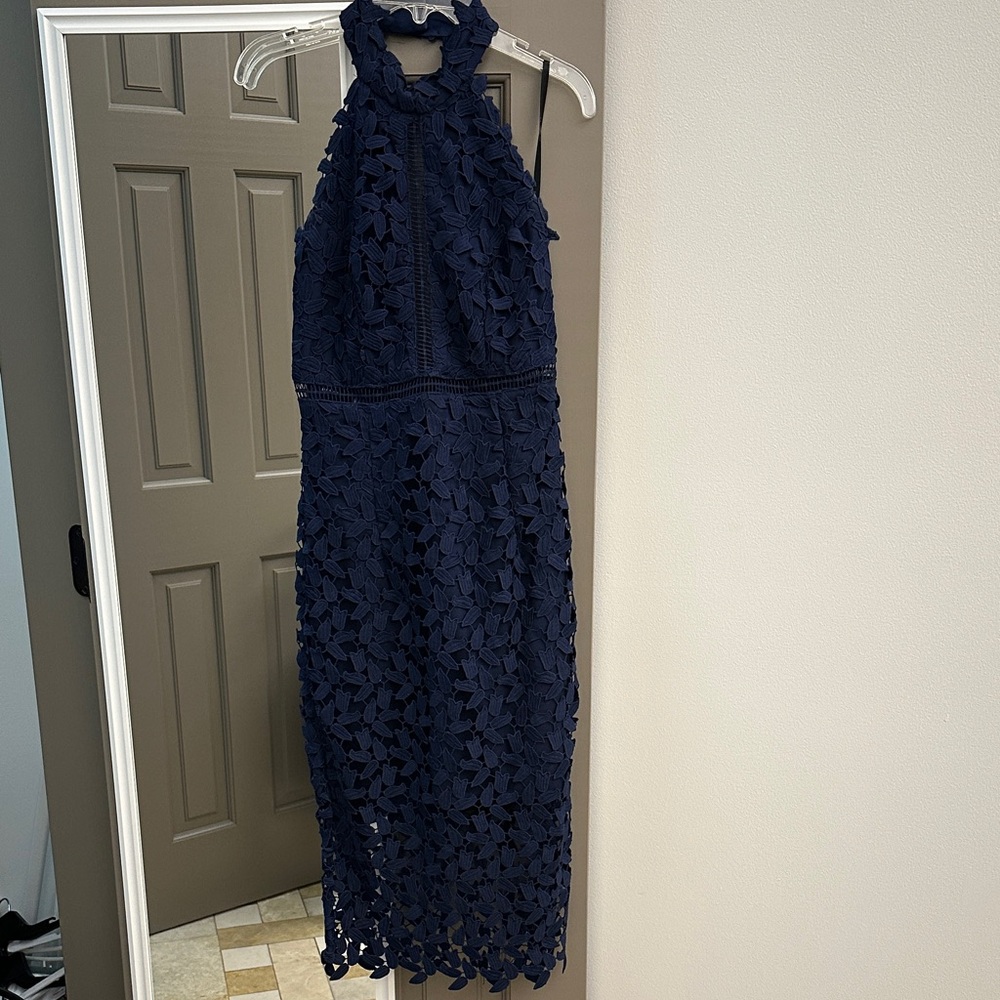 Bardot Navy Lace Midi Dress